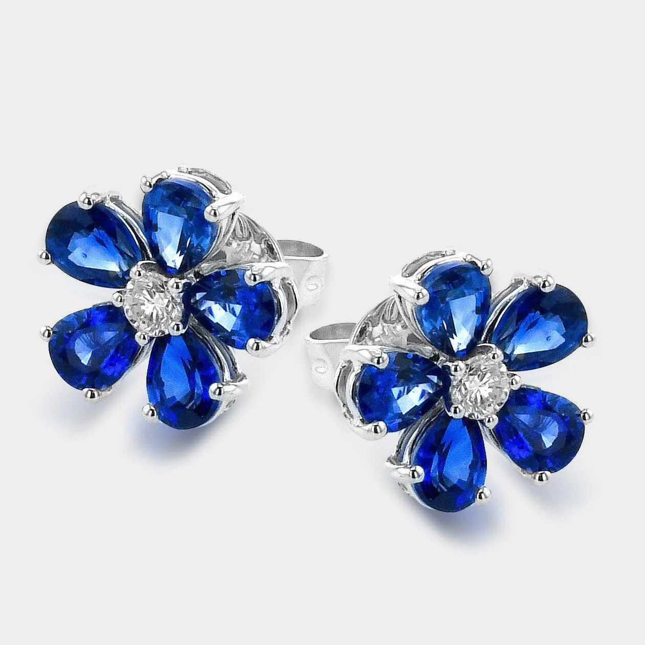 sapphire flower earrings