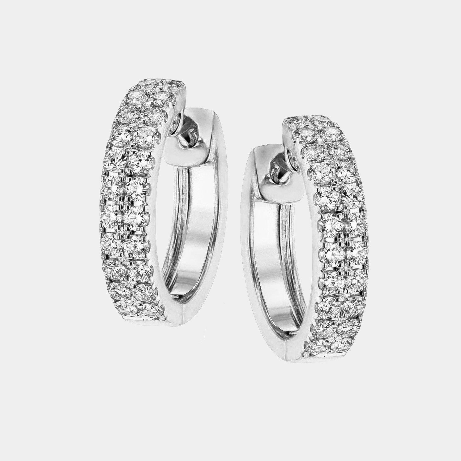 White gold diamond huggie earrings