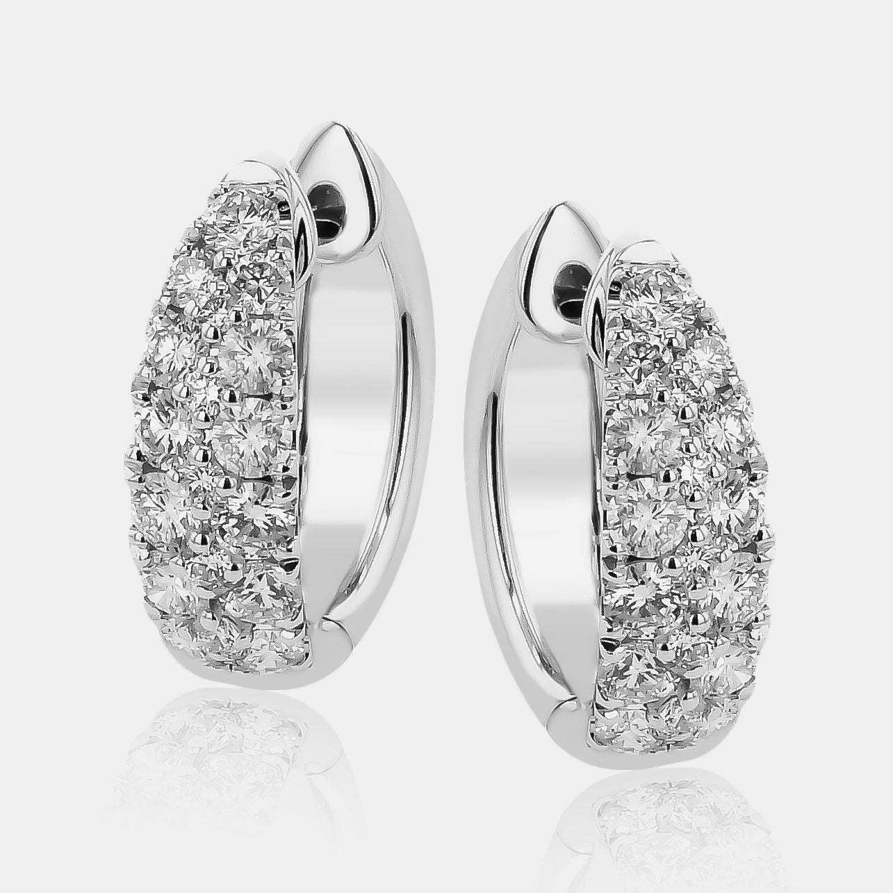 White gold diamond huggie earrings