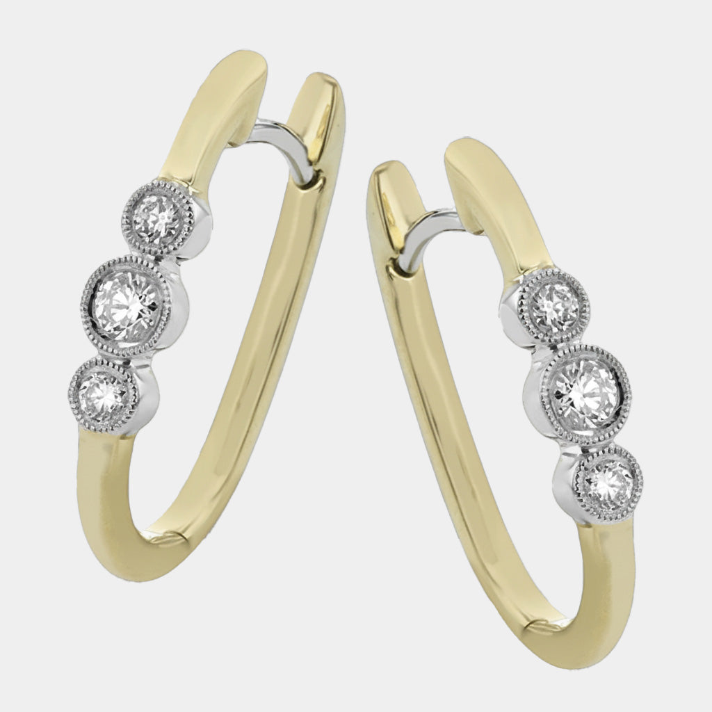 Yellow gold diamond hoop earrings