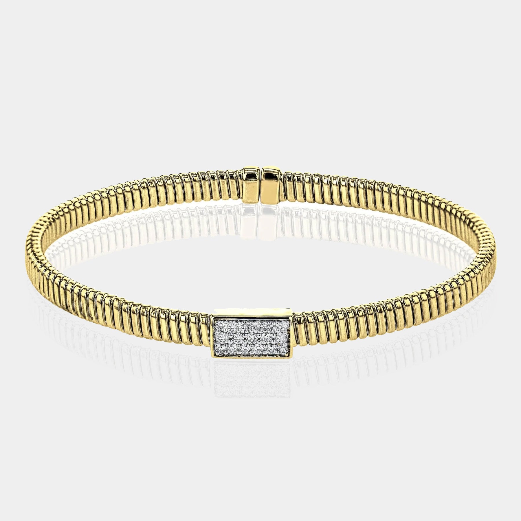 Ribbed Yellow Gold Bangle