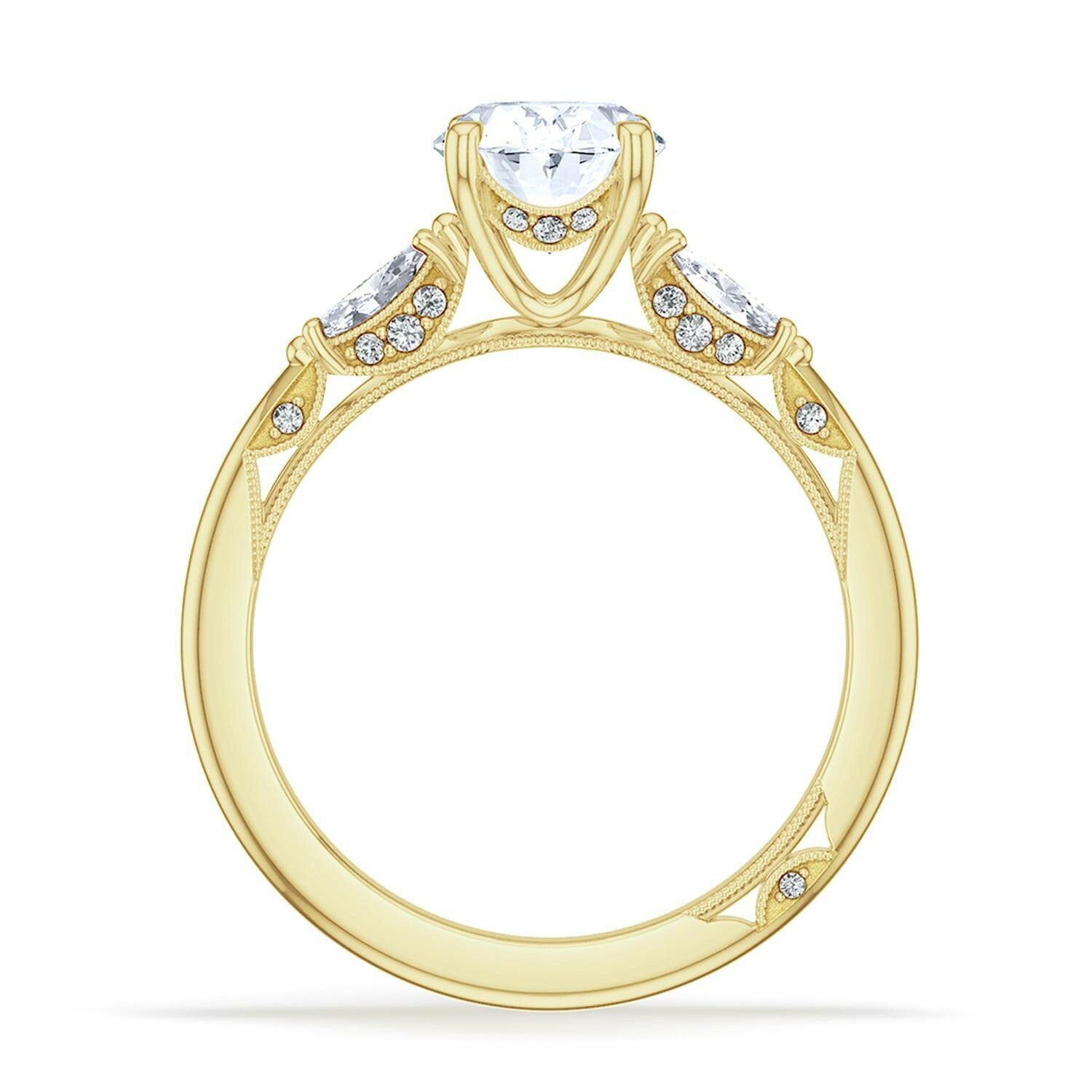 Oval 3-Stone 18k Yellow Gold Engagement Ring - 2685