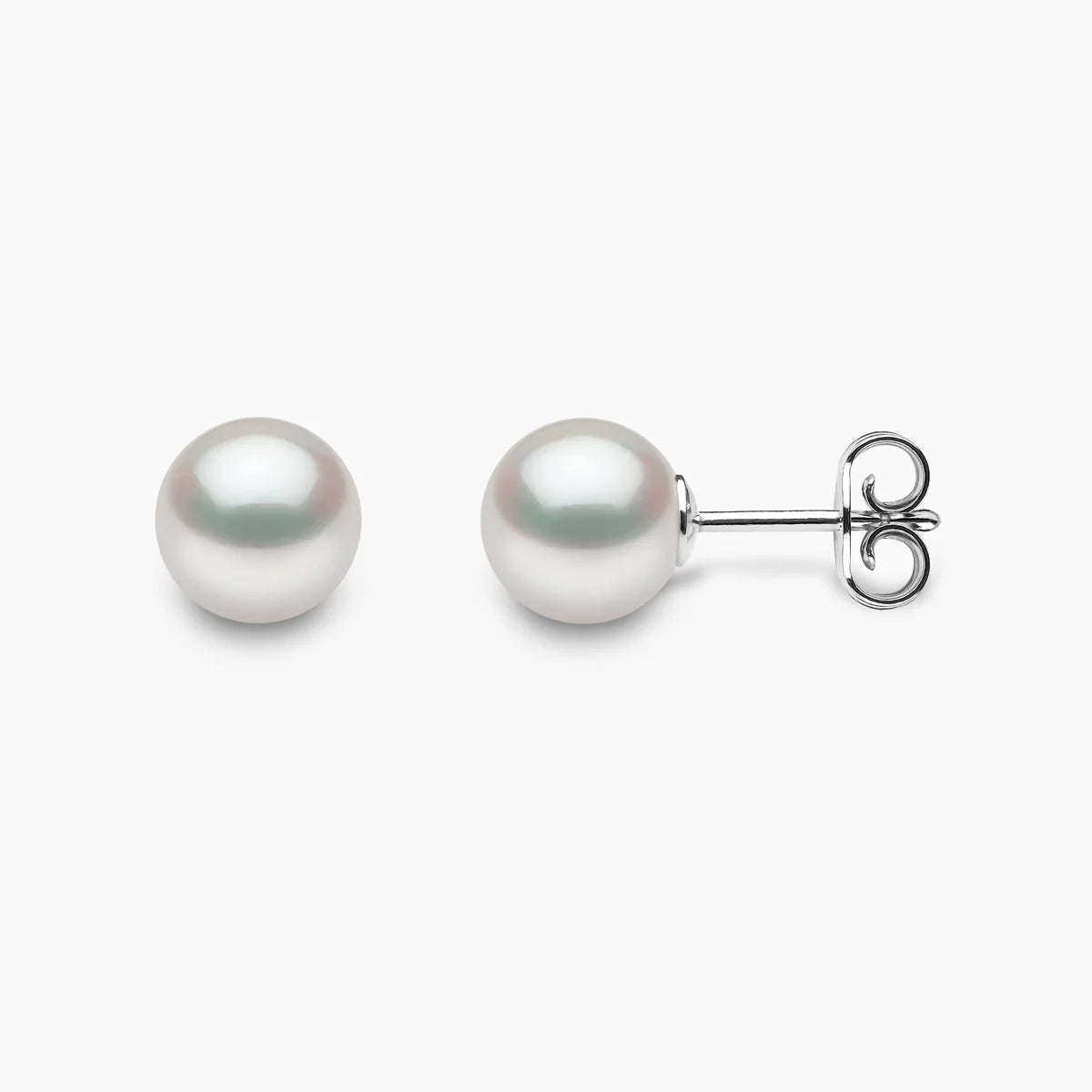 Classic Pearl Stud Earrings in White Gold - 7mm