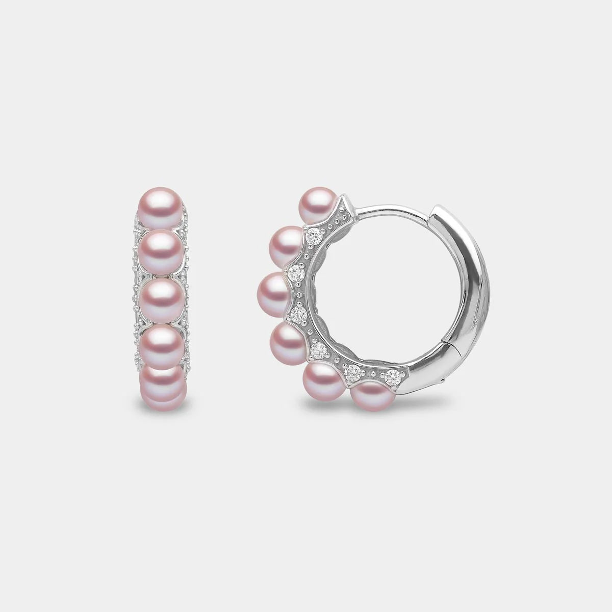 pearl and diamond huggie hoops