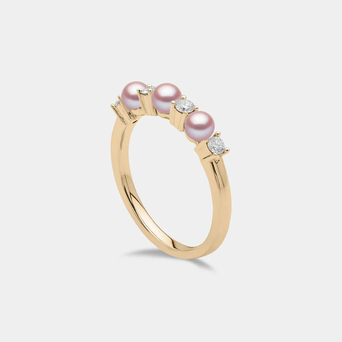 pearl and diamond yellow gold ring