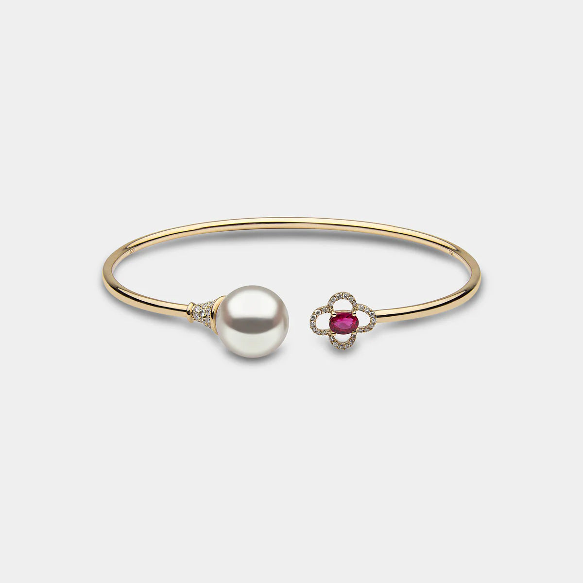 pearl ruby and diamond bangle