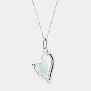 Mother of Pearl Classic Heart Sterling Silver Necklace