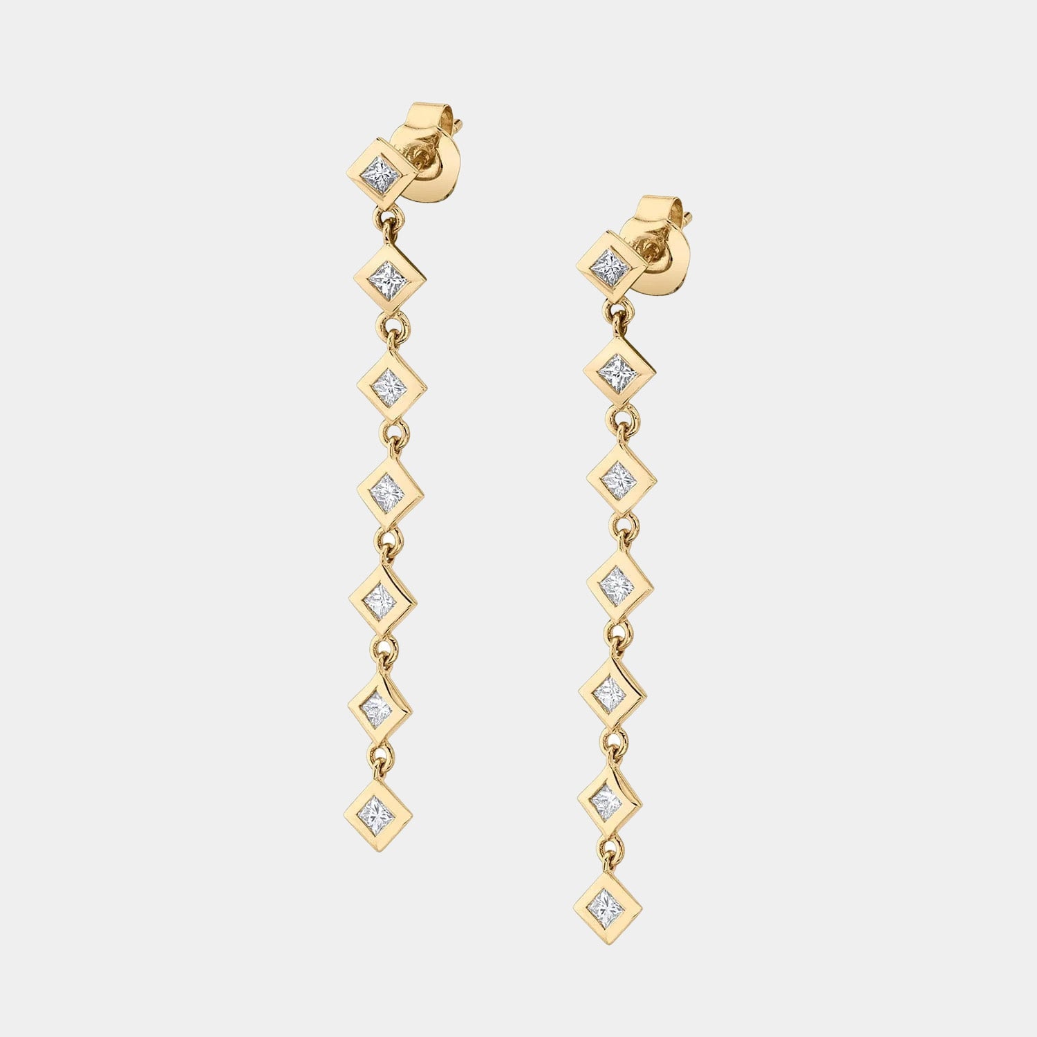 princess cut diamond tennis earrings