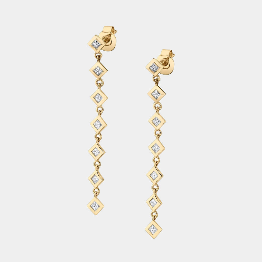 princess cut diamond tennis earrings
