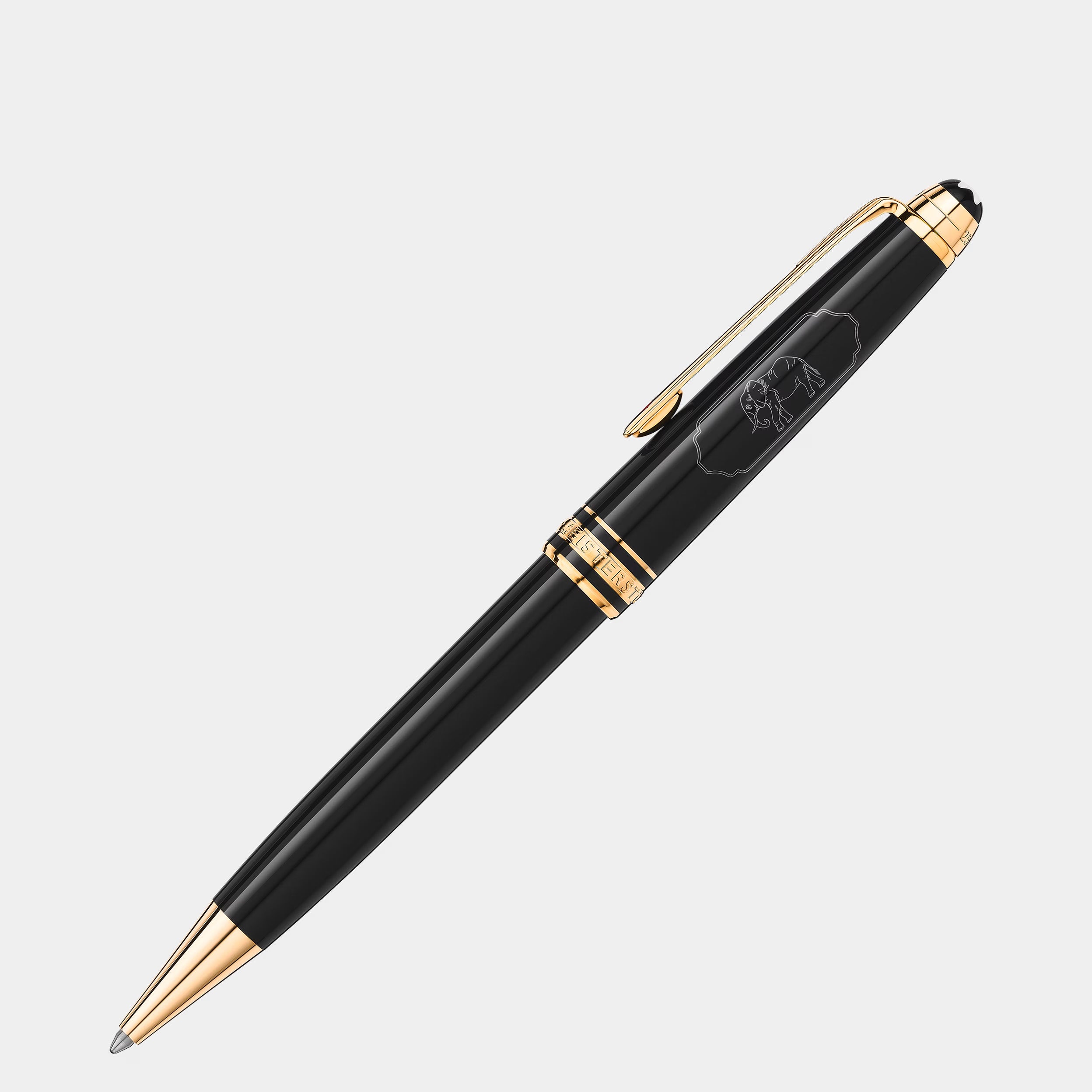 montblanc black and gold ballpoint pen