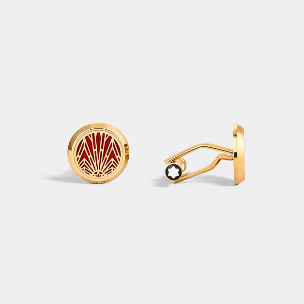 gold and red cufflinks