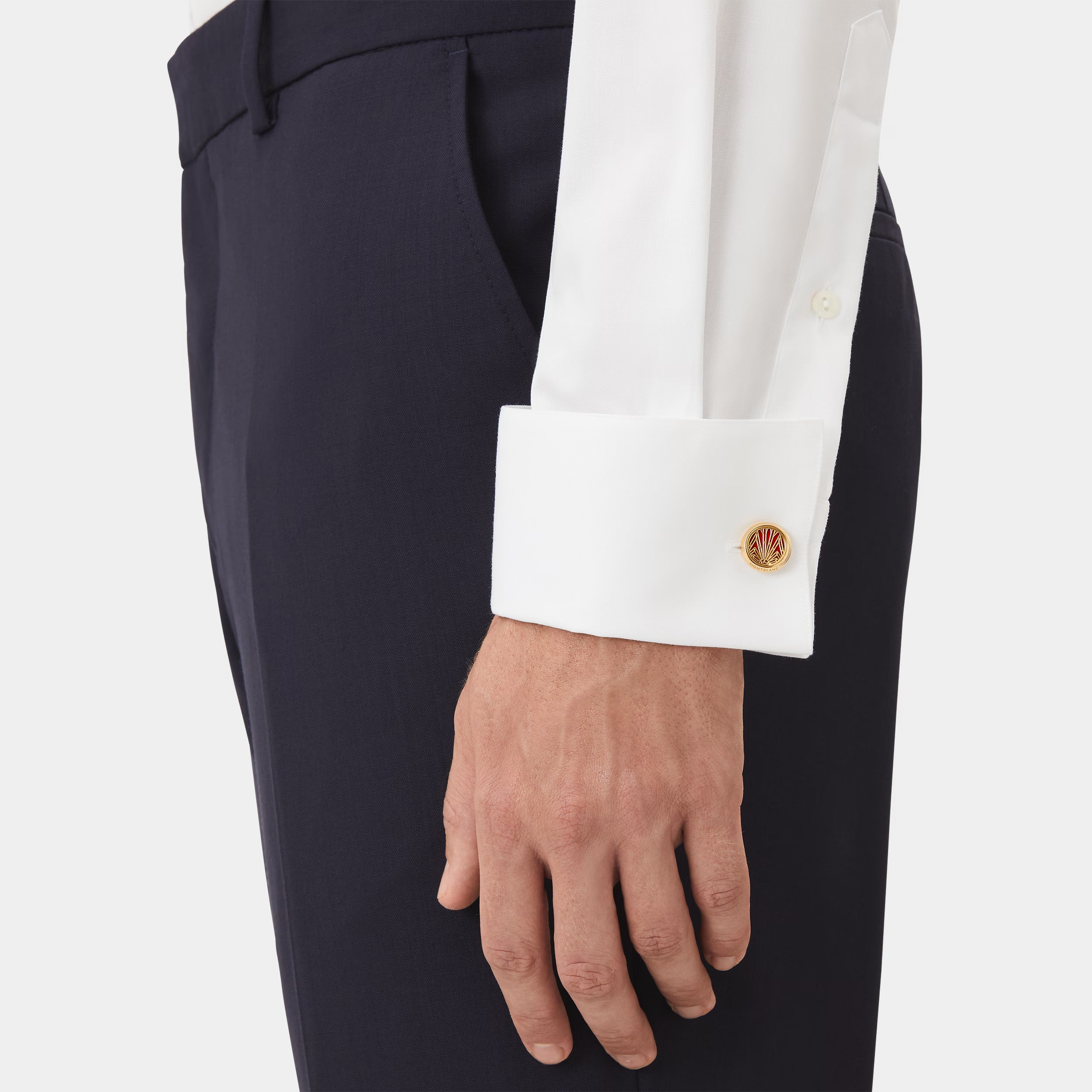 gold and red cufflinks