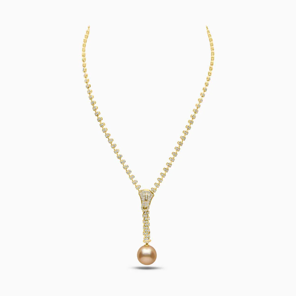 pearl and diamond zipper necklace