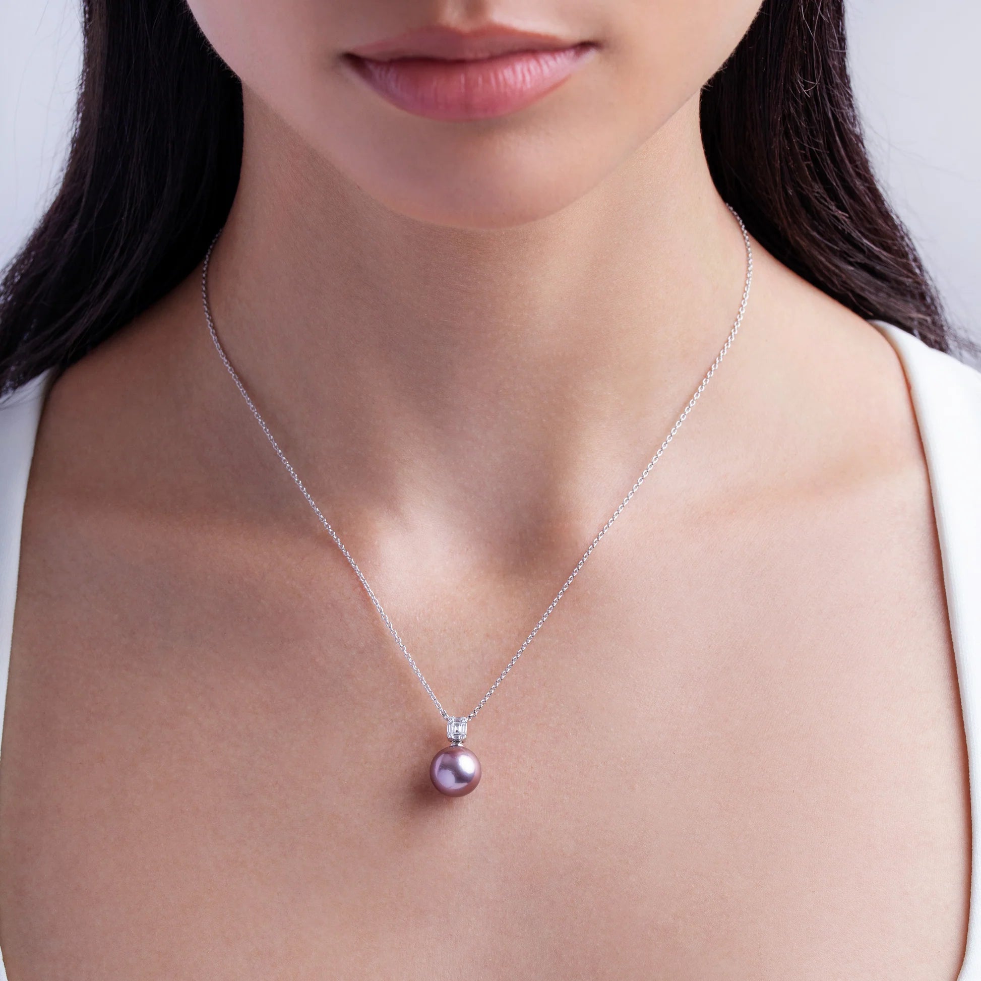 pink pearl and diamond necklace