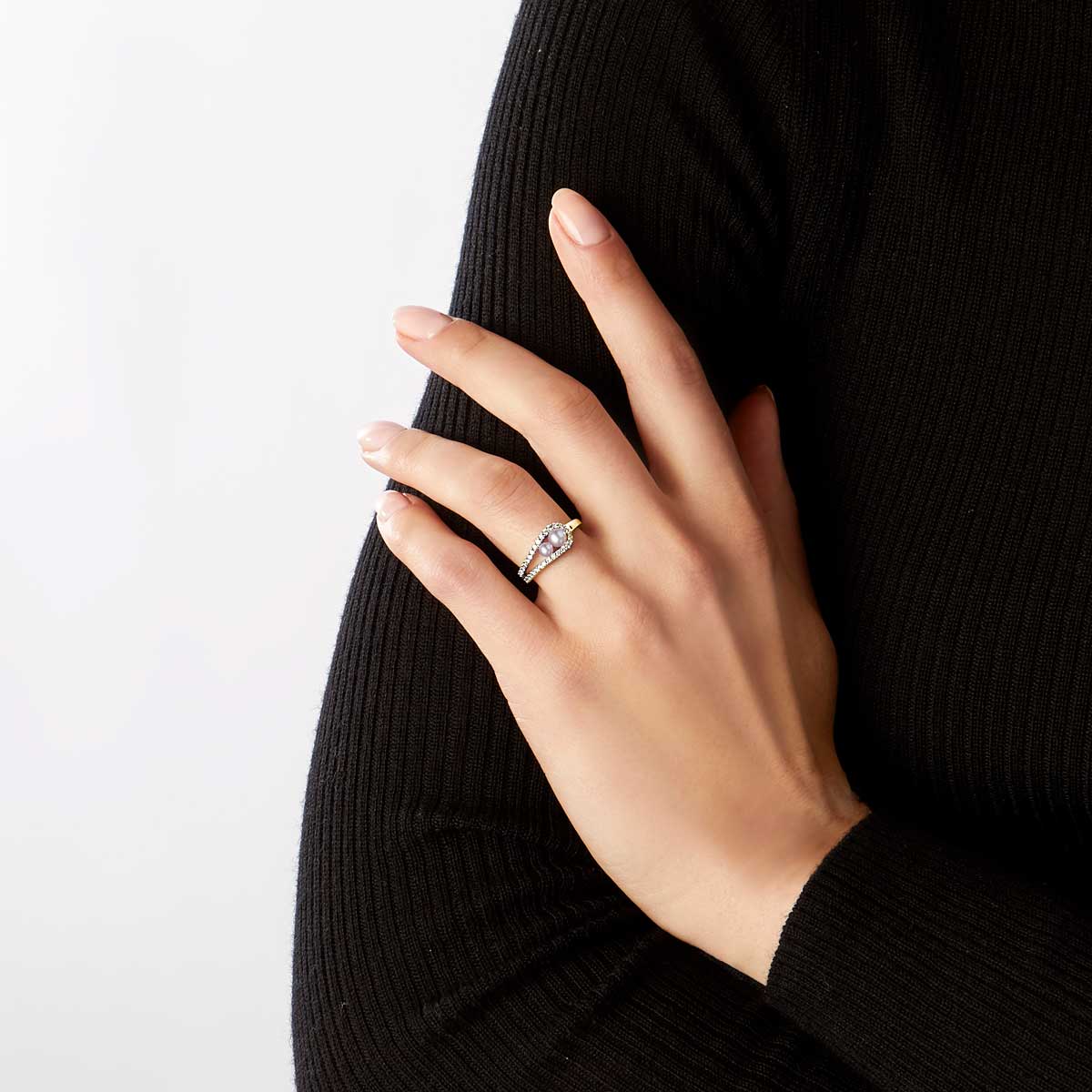 pink pearl and diamond ring