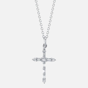 Diamond Cross White Gold Necklace