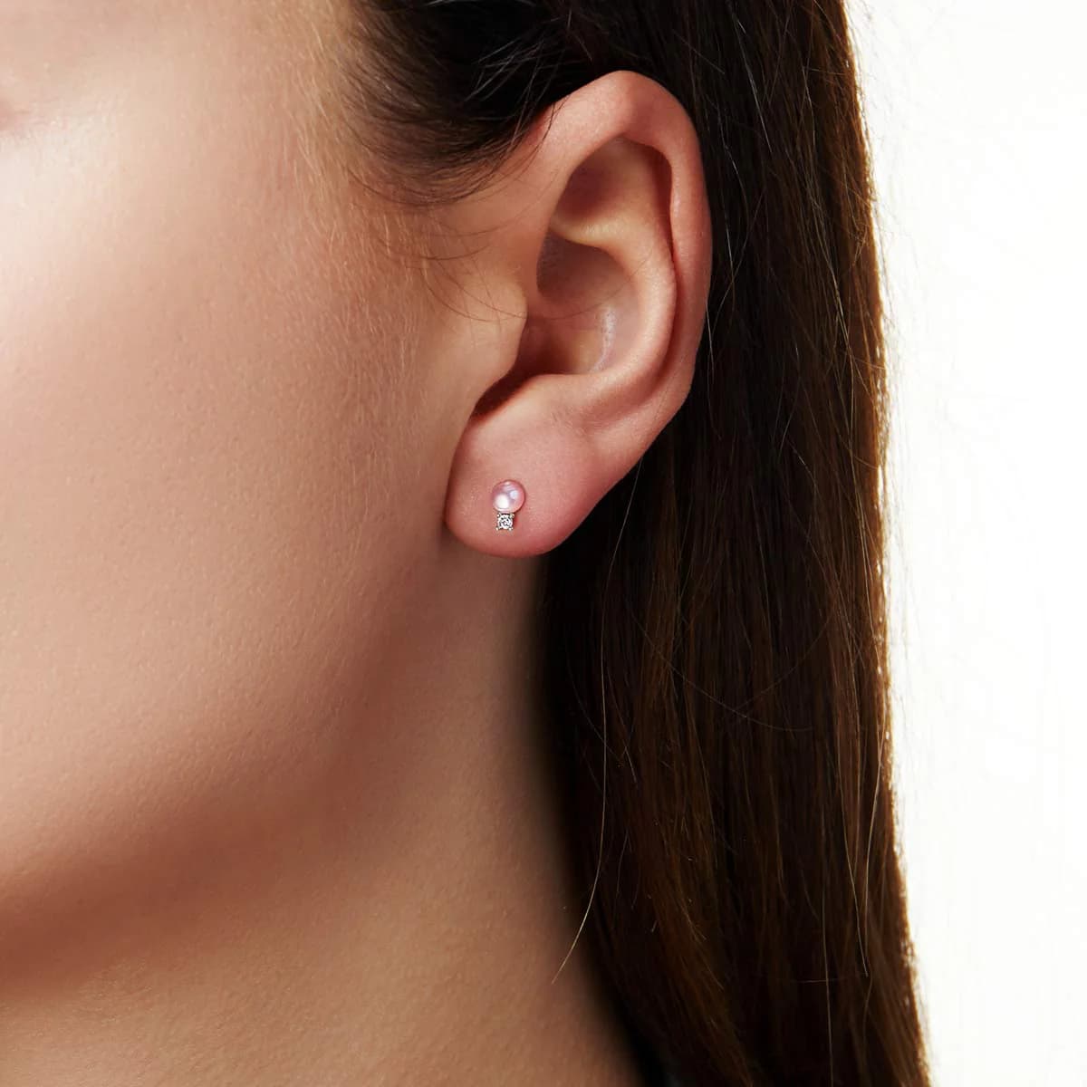 pink pearl and diamond earrings