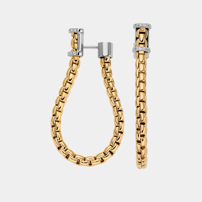 mesh chain diamond earrings