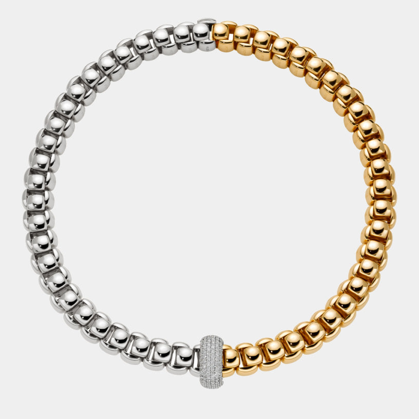 two tone chain necklace with diamonds
