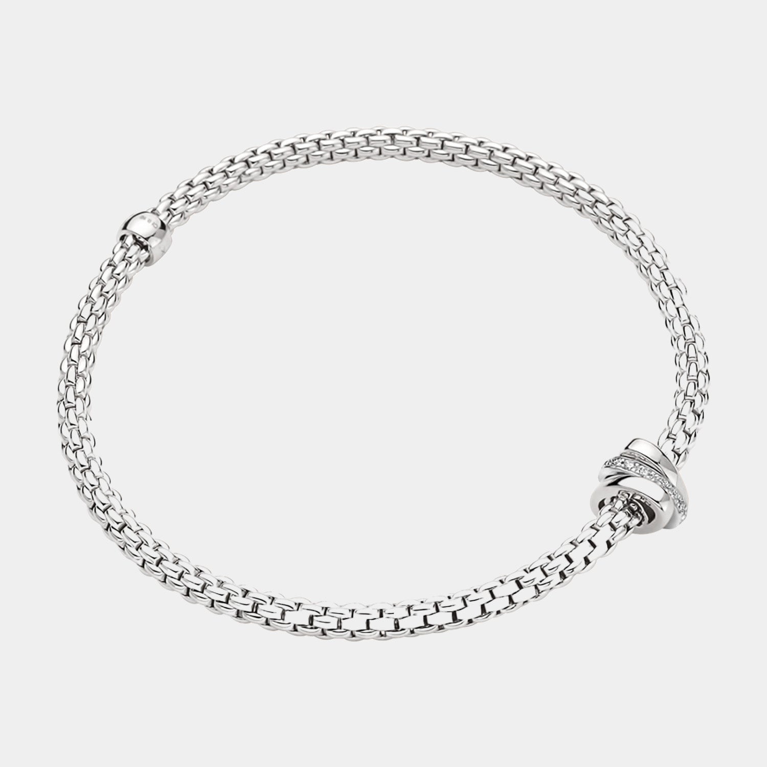 White gold flex bracelet flat lay view