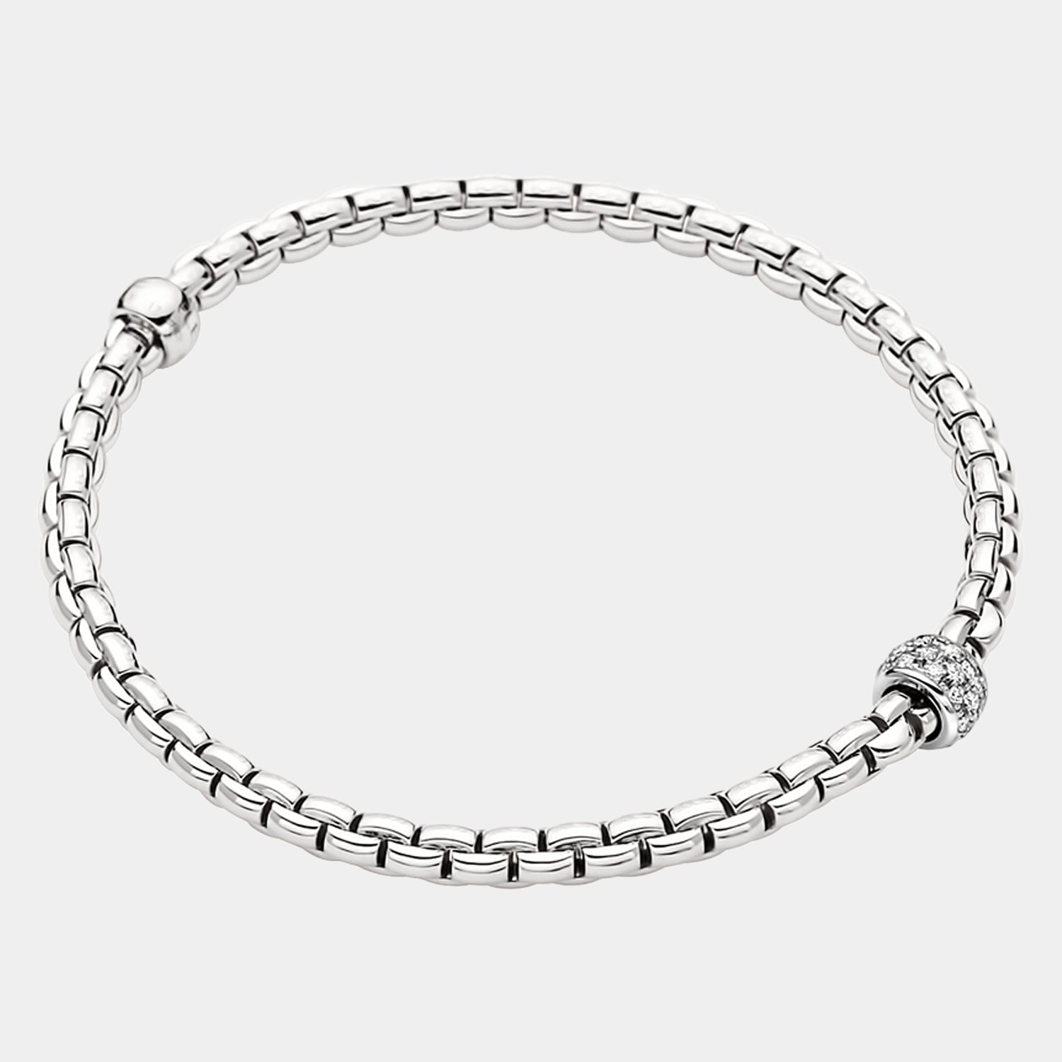 White gold stretch bracelet, flat lay view