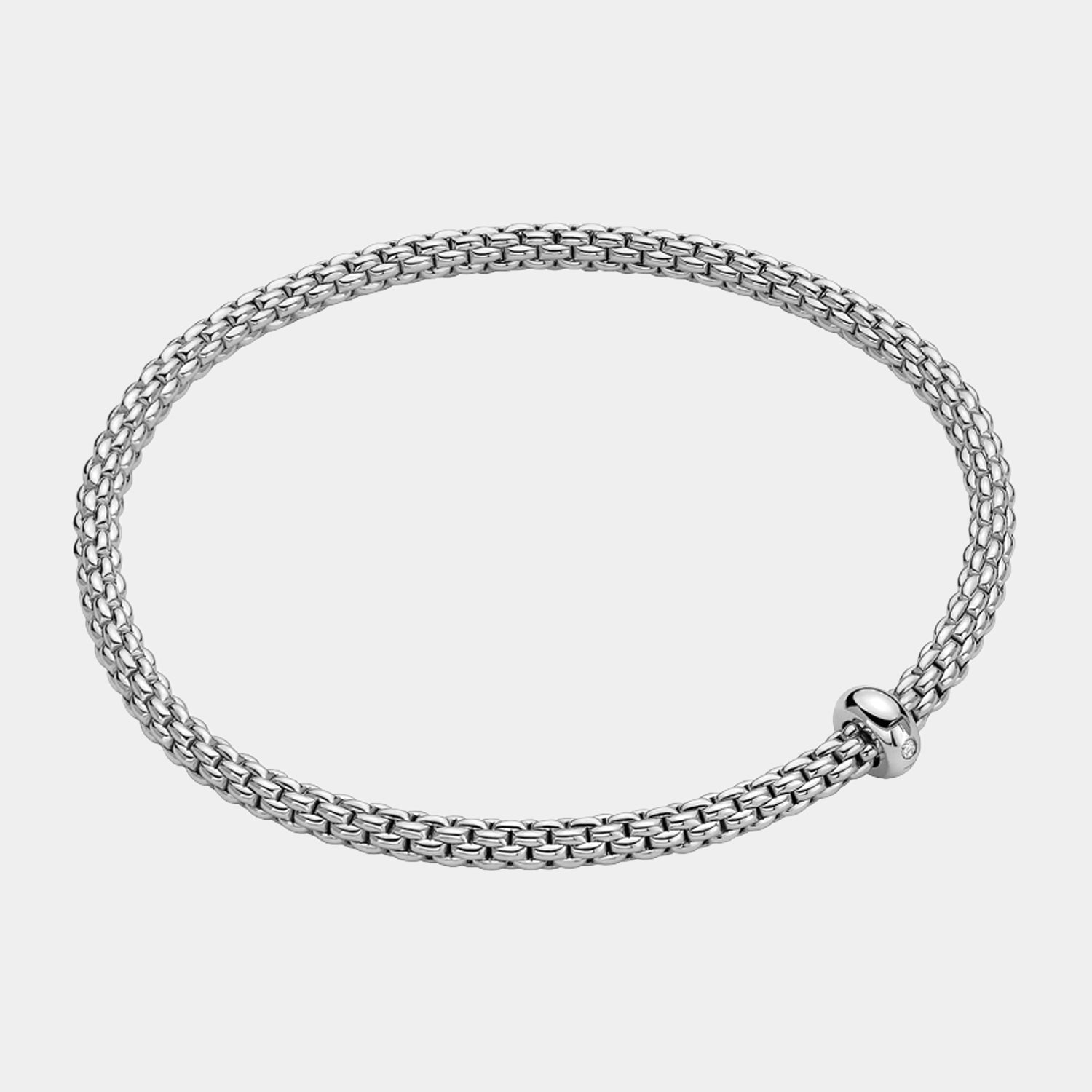 White gold diamond stretch bracelet with diamond accent