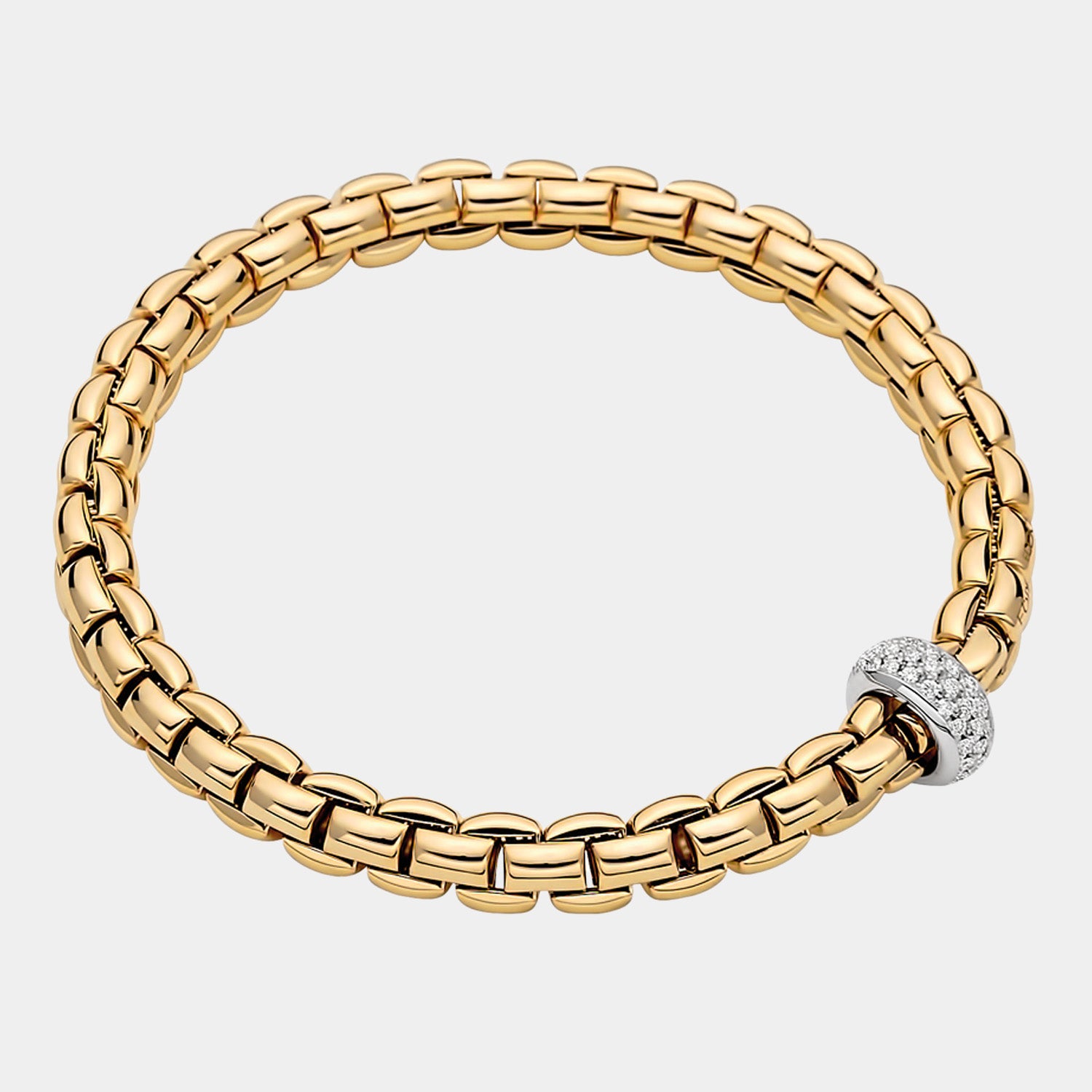 Yellow and white gold diamond flex bracelet