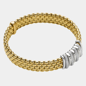 Yellow Gold Flex'it Bracelet with White Gold Roundels