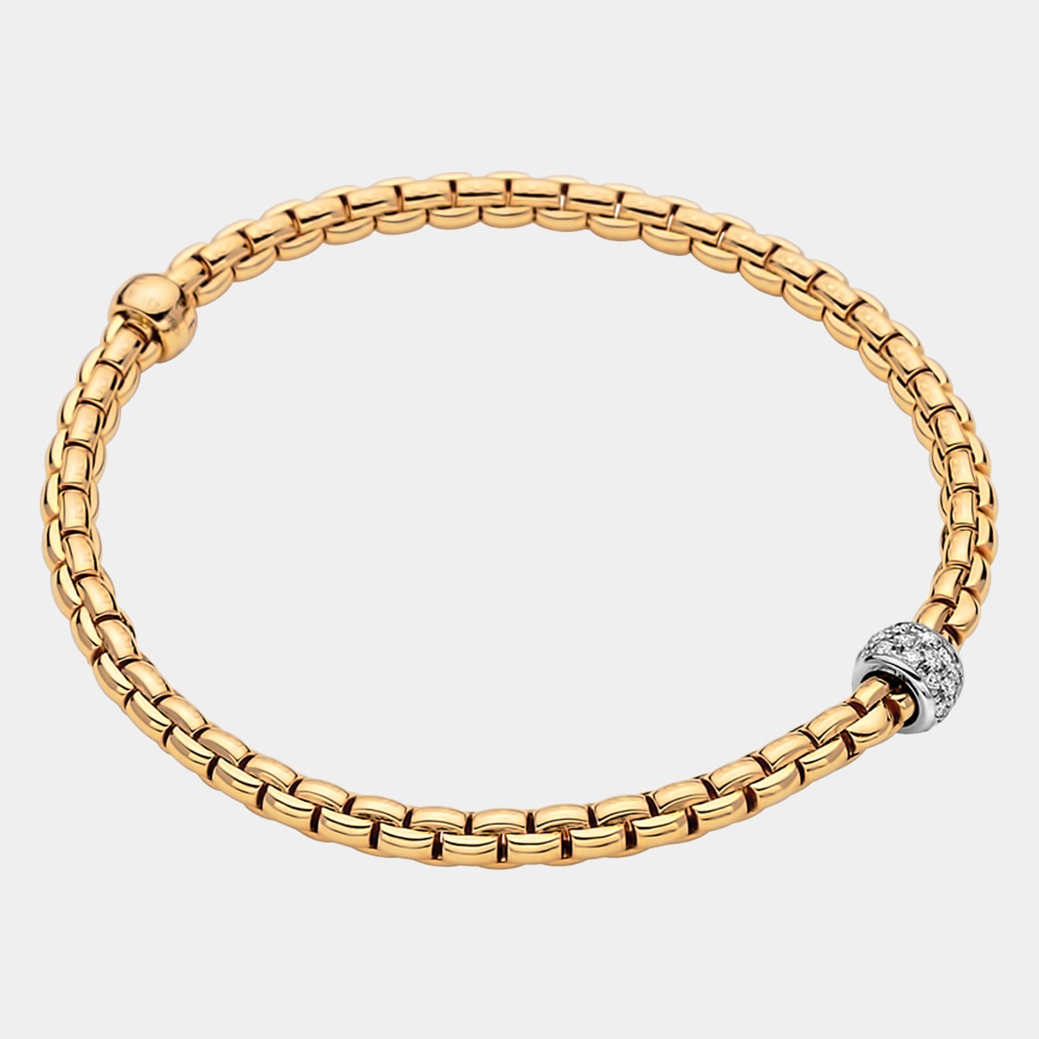 Yellow gold stretch bracelet with diamond accents