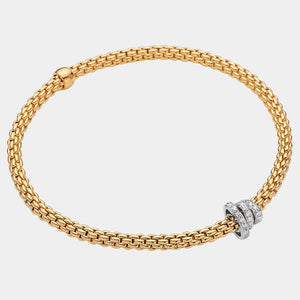 Yellow Gold Stretch Bracelet with White Gold Accents