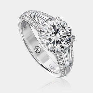 Crisscut Round Diamond Engagement Ring Platinum - G71BA