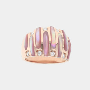 Pink Mother of Pearl and Diamond Ring