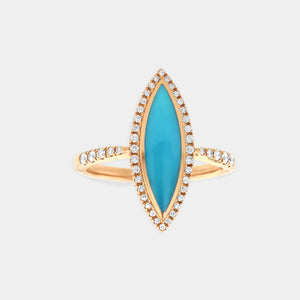 Marquise Turquoise and Diamond Ring