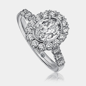 Crisscut Oval Halo Engagement Ring Platinum - L101