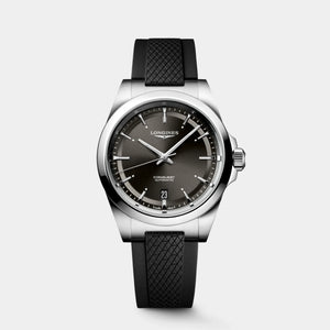 Conquest 38mm - Black Dial on Rubber Strap