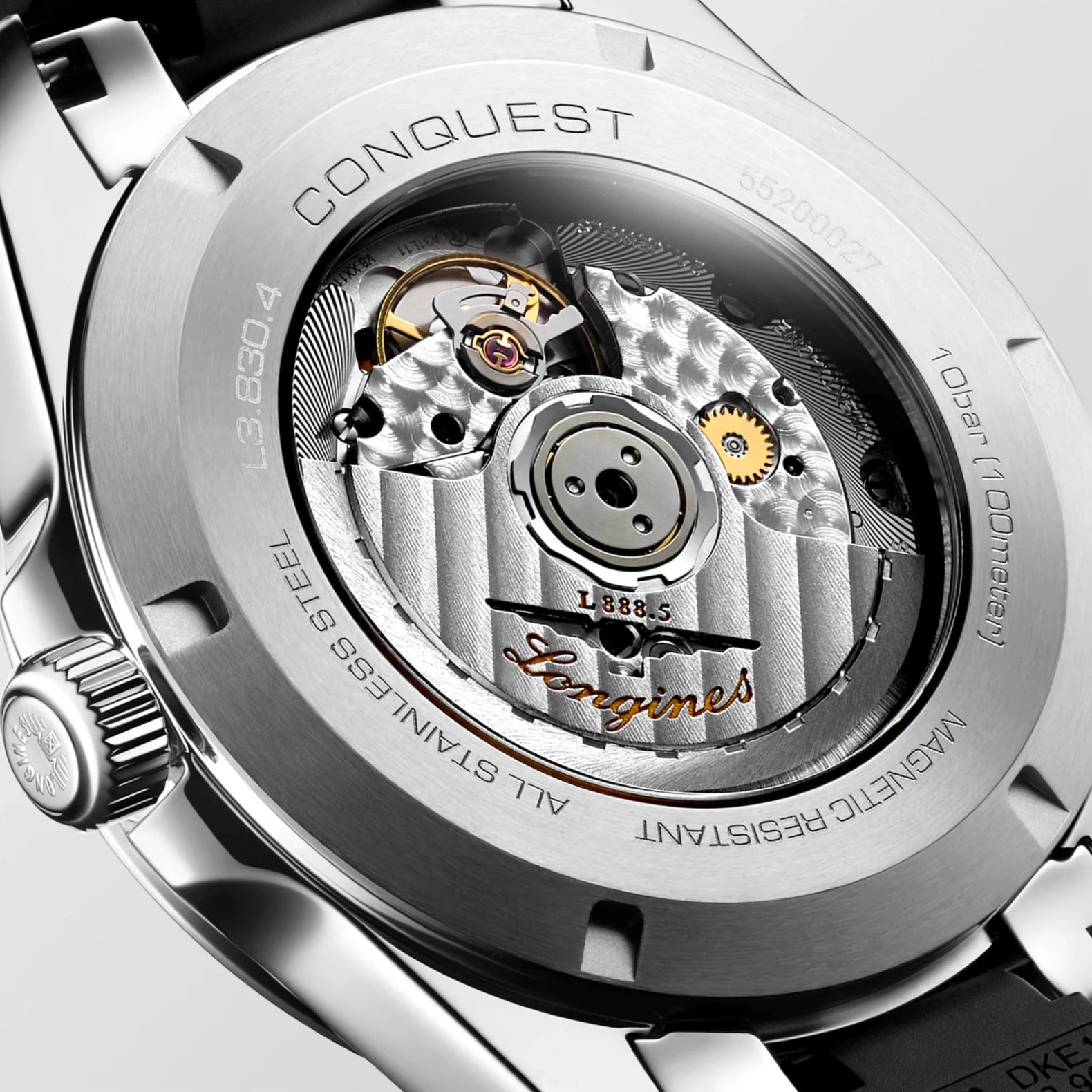 Conquest 38mm - Black Dial on Rubber Strap