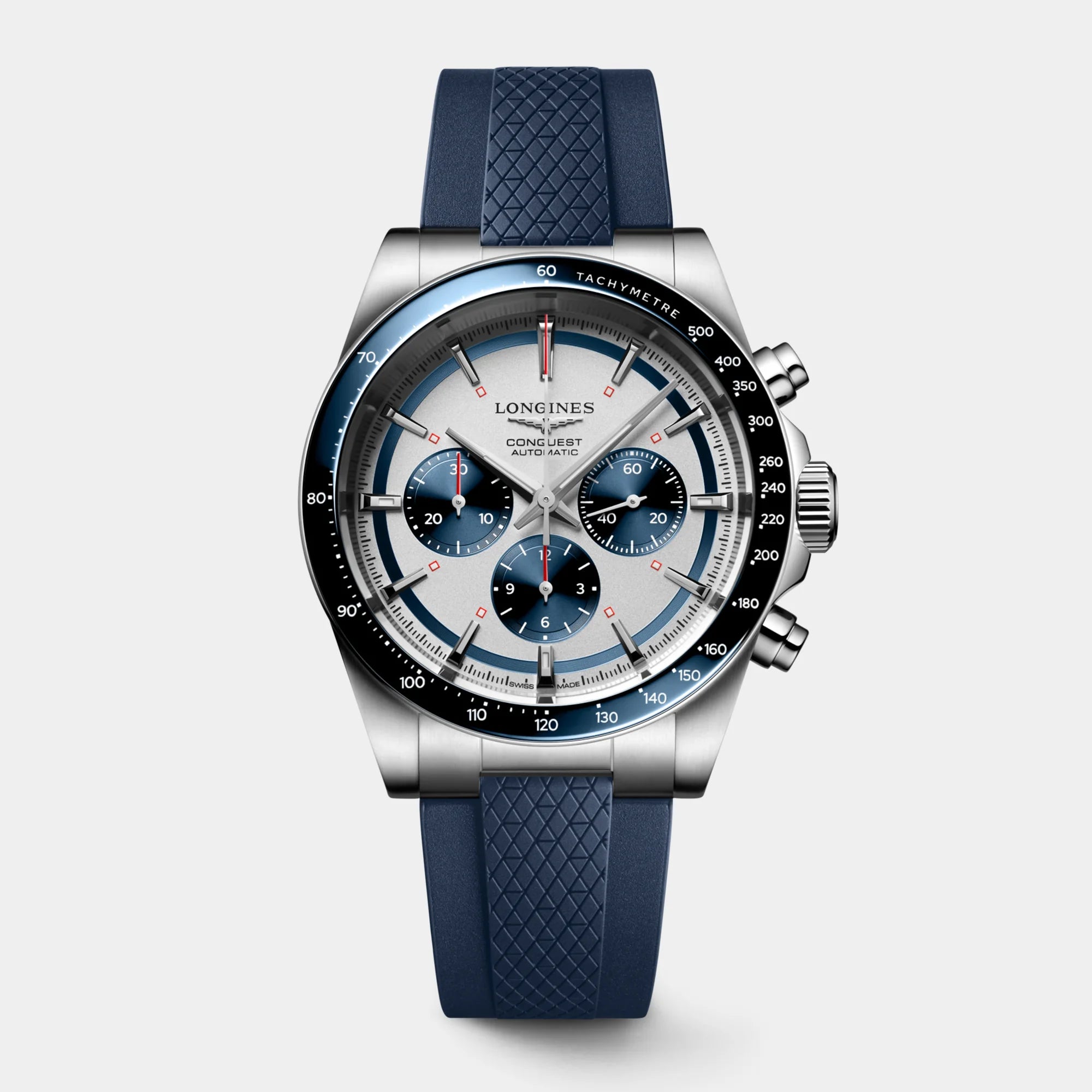Longines Conquest Chronograph 42mm - Silver/Blue Dial on Strap