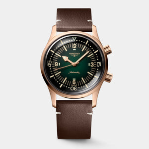 Longines | Legend Diver Bronze 39mm - Green Dial on Strap Longines | Legend Diver Bronze 39mm - Green Dial on Strap
