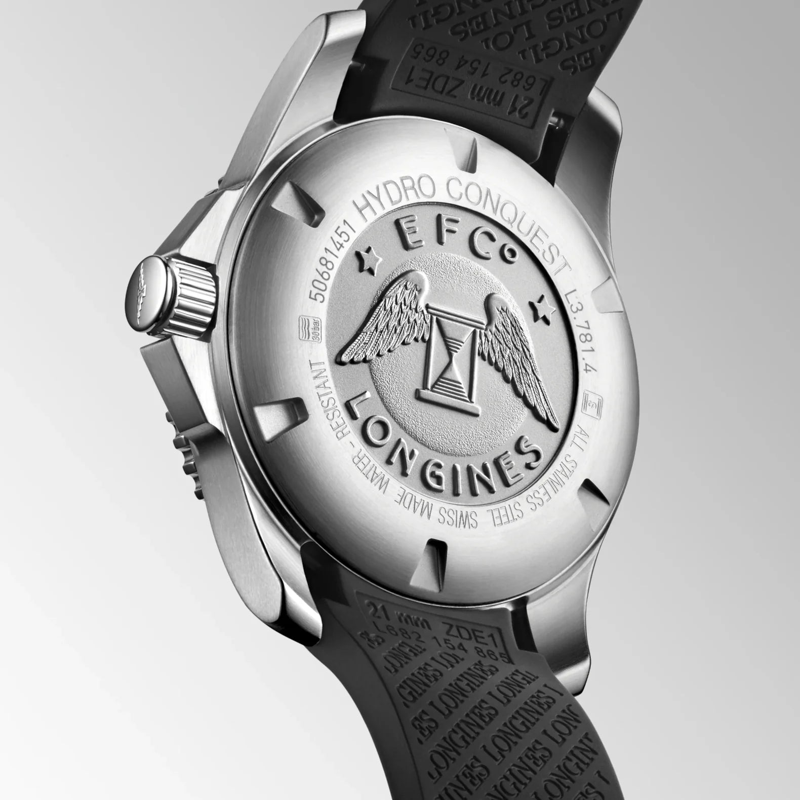 HydroConquest 41mm - Black Dial on Rubber Strap