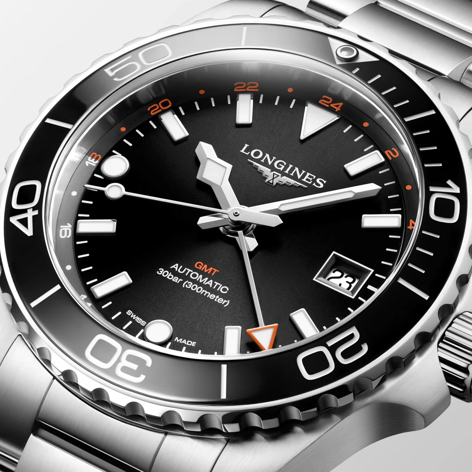 HydroConquest GMT 41mm - Black Dial on Bracelet