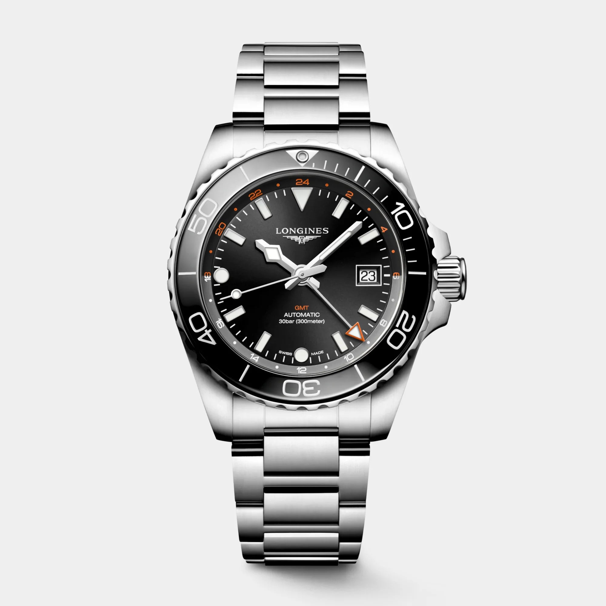 HydroConquest GMT 41mm - Black Dial on Bracelet