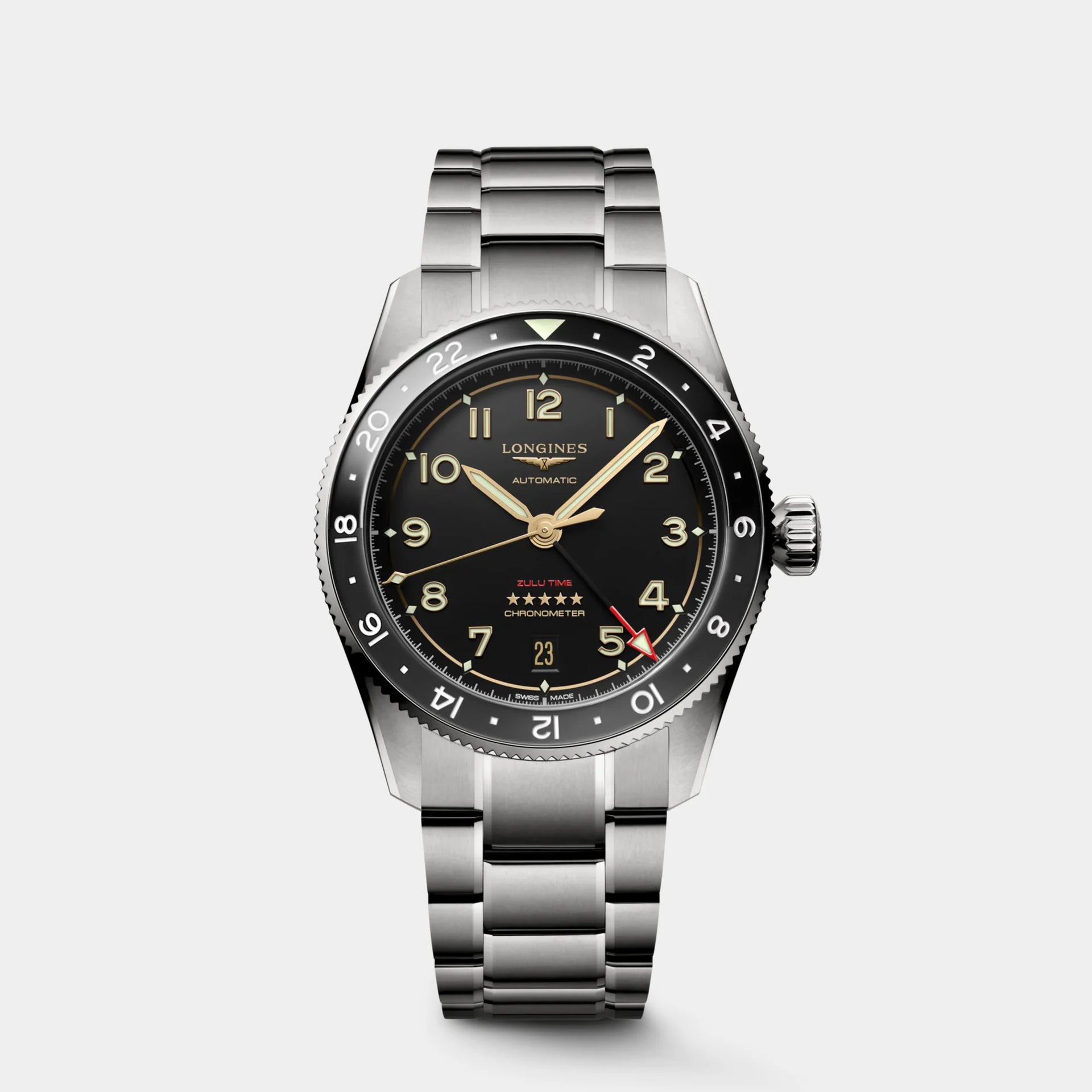 Longines | Spirit Zulu Time 39mm Titanium - Black Dial on Bracelet