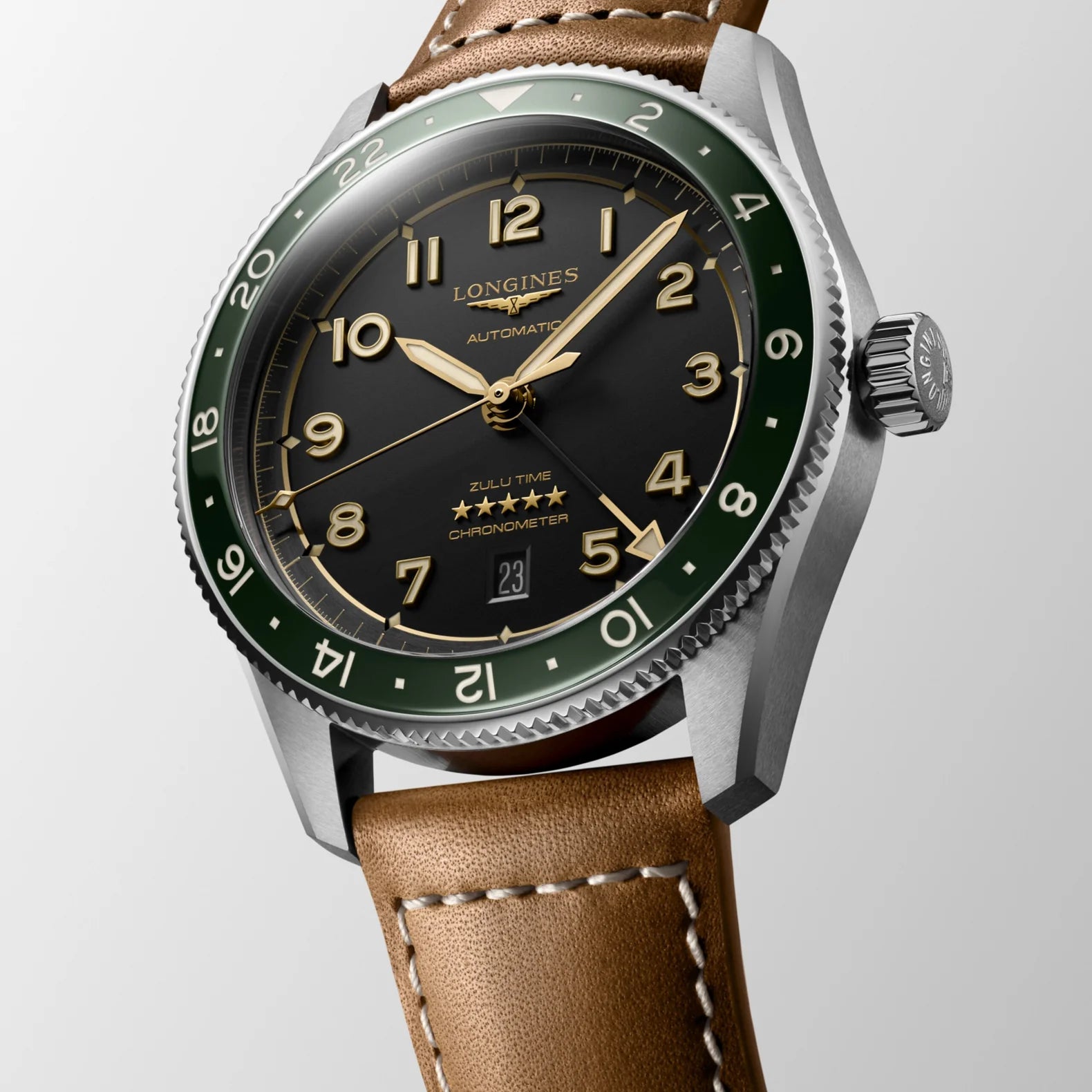 Spirit Zulu Time 42mm - Black Dial Green Bezel on Strap