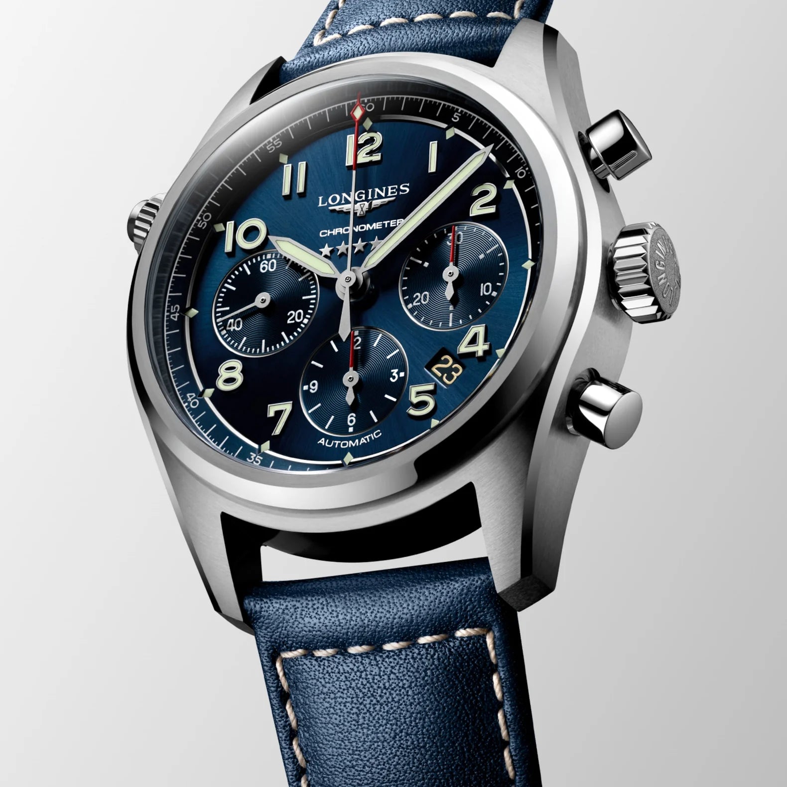 Longines Spirit Chronograph 42mm - Blue Dial on Strap