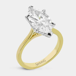 Marquise Solitaire 18K Yellow Gold Engagement Ring - LR125