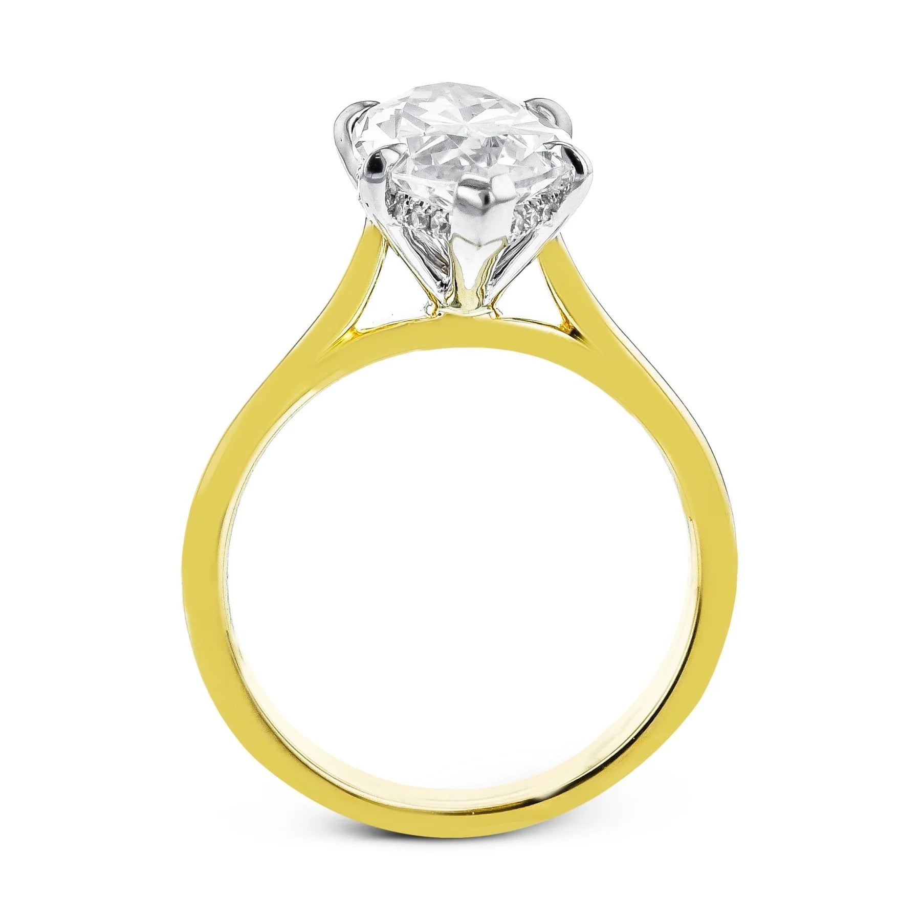 Marquise Solitaire 18K Yellow Gold Engagement Ring - LR125