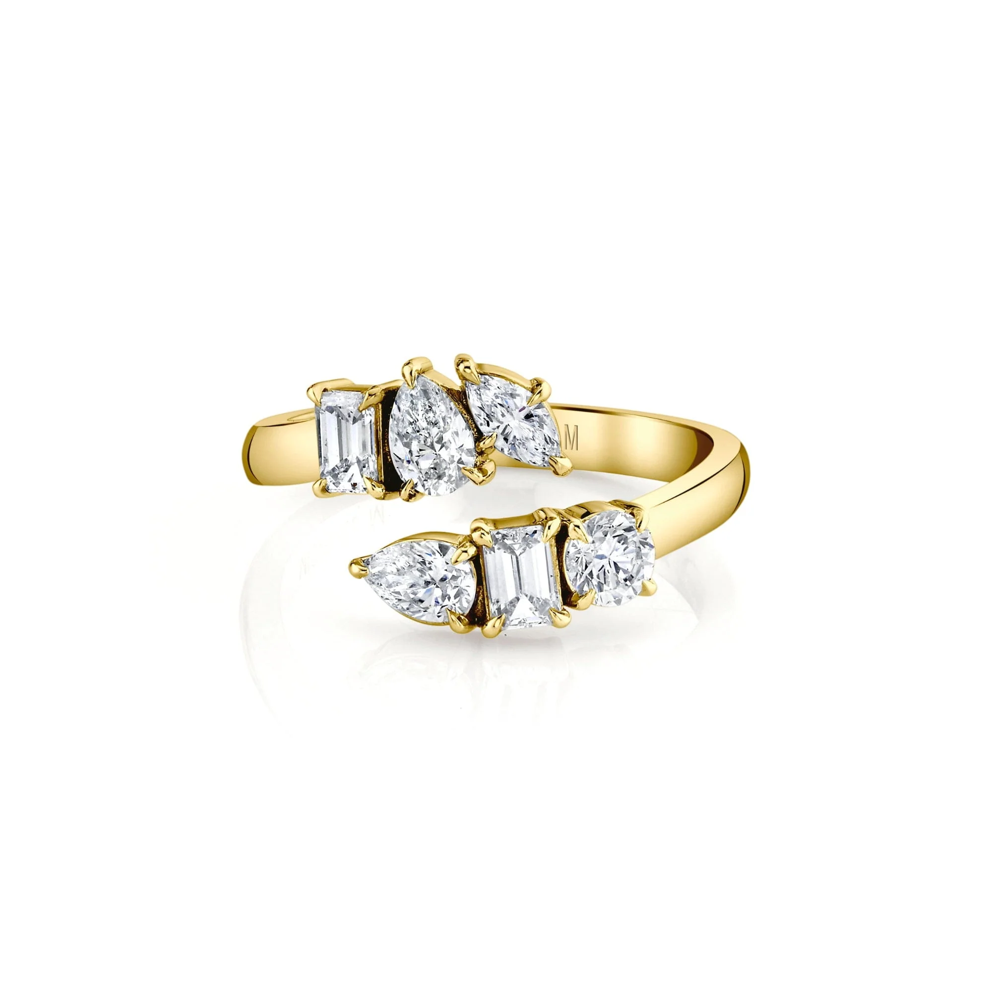 yellow gold diamond bypass ring 