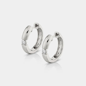Orb Split Huggie Earrings with Diamonds