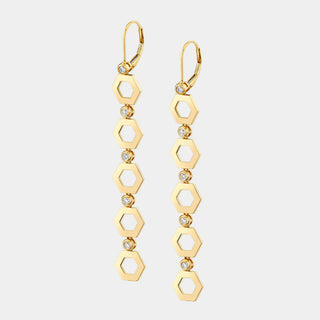 Hex Long Infinity Earrings with Diamonds