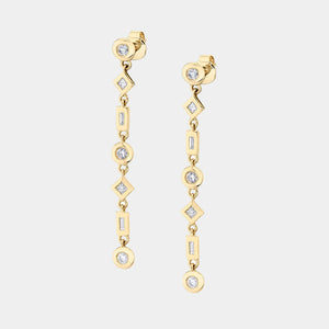 Mixed Shape Bezel Tennis Earrings